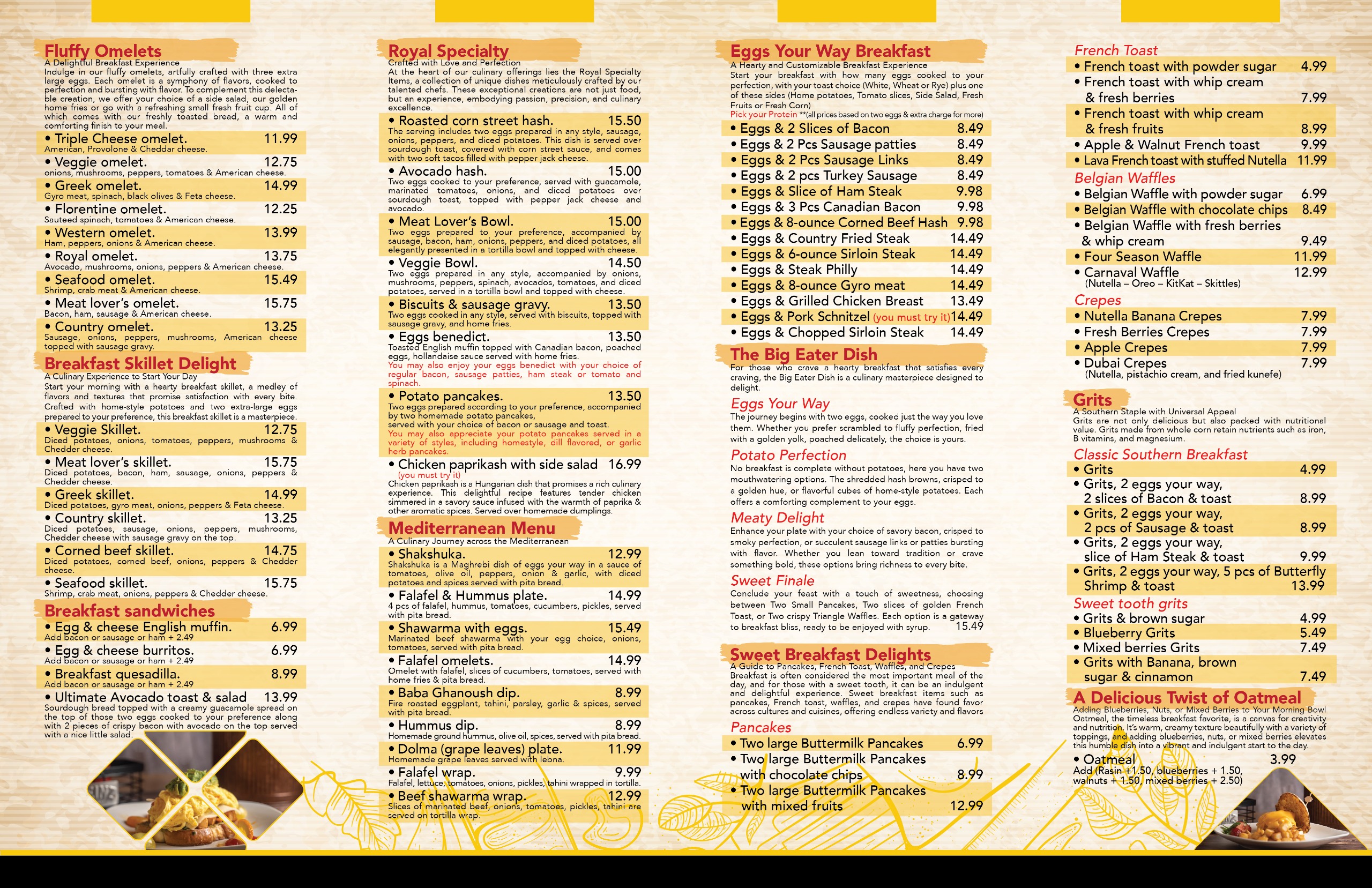 Royal Breakfast & More menu back